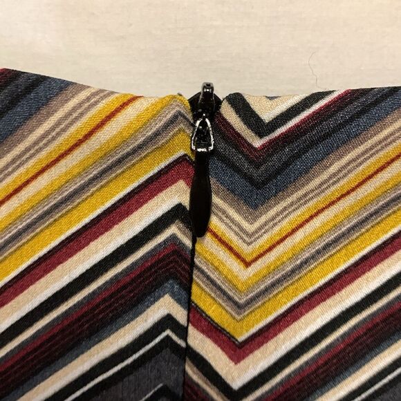 Molly Braken Multicolor Striped Chevron Print 3/4 Sleeve Fit & Flare Dress Sz M - Picture 7 of 13